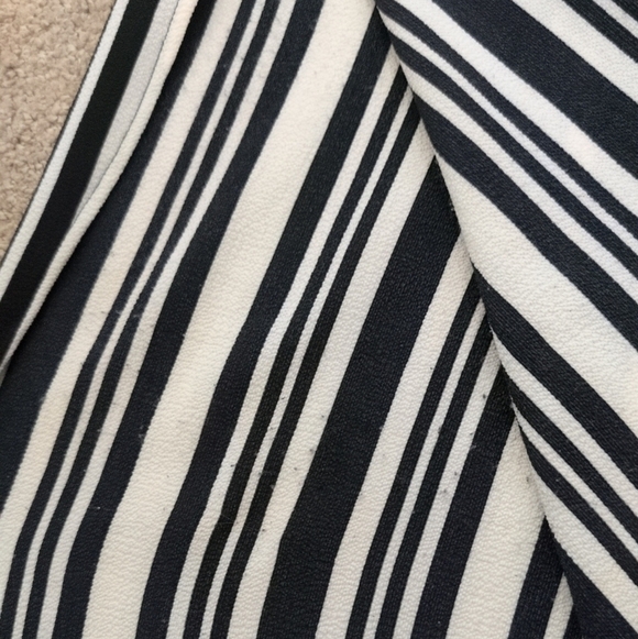 Monteau Black & Cream Pinstriped Spaghetti Strap Belted Split Wide Leg Jumpsuit - Picture 9 of 11